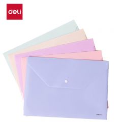 得力 PP301-5 5只A4学生桌面透明文件袋 试卷收纳 学科分类 马卡龙色防水档案袋 包