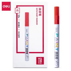 得力 油漆笔 12支 DL-S576 红/盒