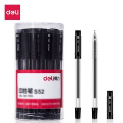 得力 中性笔 S52 黑色 0.5mm 桶