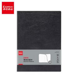 齐心 C5816 黑色 大号商务笔记本子 A4/160张 皮面本会议记录本记事本文具加厚 本