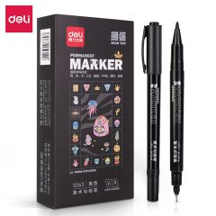 得力 记号笔 S563 黑色（12支/盒）