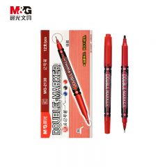 晨光 记号笔 红色双头细杆 MG2130 12支/盒