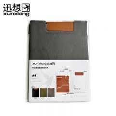 迅想  A4皮质白板磁吸文件夹 书写垫板收纳夹子 磁性文件夹报告夹 星岩灰 拼色绑带款7794