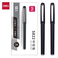 得力(deli)0.7mm办公中性笔水笔签字笔 12支/盒DL-S822黑