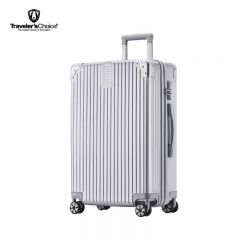 旅选（Traveler'sChoice） TC-LX80137 包角条纹拉链拉杆箱 银色 20寸