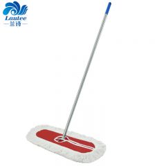 兰诗（LAUTEE）螺丝扣款大号钢杆尘推 商用酒店物业平板拖把 红色-120厘米 GJ-0140