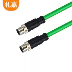 礼嘉（LIJIA） LJ-M12-4D20 M12转M12公对公 D型4芯工业级网线20米 高柔性编码器通讯线 拖链电缆 工业相机传感器线缆