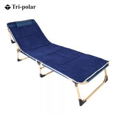 三极户外（Tri-Polar） 方管折叠床躺椅办公室午睡午休床简易床便携行军床TP1022 藏青色+毛绒棉垫 193*68*30cm