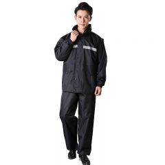 三极户外（Tri-Polar） 双层户外加厚分体加长款黑色单人成人男风衣保安执勤雨衣TP1675黑色3XL码