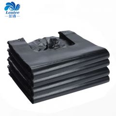 兰诗（LAUTEE） 黑色手提垃圾袋酒店商用背心垃圾袋  48*70cm*100只装