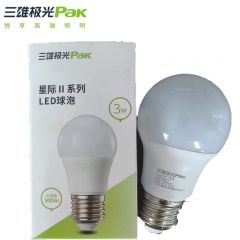 三雄极光 球泡 3W黄光PAK543042 LED灯泡高亮球泡球形灯厂房车间商超食堂