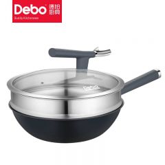 德铂（Debo） 沙利文无涂层不粘炒锅 30cm DEP-DS404 黑色