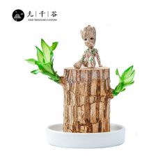 九千谷 水培巴西木带陶瓷托盘+格鲁特 桌面盆栽幸运木带苞芽水养水培植物室内办公室阳台绿植摆件5-6cm 8083
