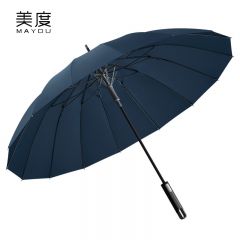 美度（MAYDU） 16骨莲花骨长柄伞加大双人防风晴雨伞两用男士商务雨伞抗风M1615藏青色