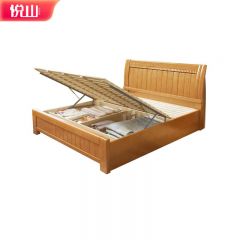 悦山 宿舍床木床 气动高箱款 榉木色1500*2000