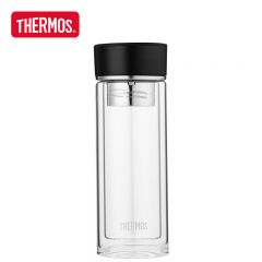 膳魔师(THERMOS) 玻璃杯双层隔热水杯茶水分离杯泡茶300ml高硼硅透明便携 TCGD-300-D-BK黑色 300ml