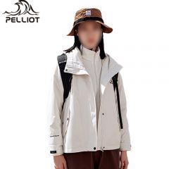 伯希和（Pelliot） 秋抓绒冲锋外套女三合一登山外套 12240112 暖日白 S