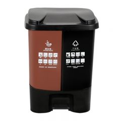 敏胤(MINYIN)脚踏式有盖分类环保垃圾桶 湿垃圾+干垃圾分类垃圾桶40L