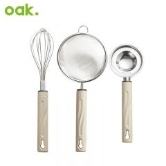 欧橡(OAK) 烘培辅食工具 304不锈钢漏勺漏网蛋清分离器打蛋器3件套 C1479