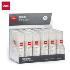 得力（deli）7107强力固体胶高粘果冻色透明胶棒学生文具透明24支/盒