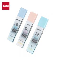 得力(deli)按动自动铅笔替芯 2B/2.0mm加粗不易断 单盒装 颜色随机 8根/盒