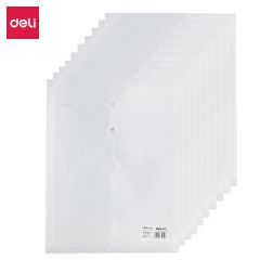 得力（deli）5511A_A4_PP档案袋 透明 12个/包 招标产检合同标书资料册 文件保护 办公财务票据收纳