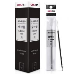 得力（deli） A701中性替芯0.38mm全针管黑色20支/盒 盒