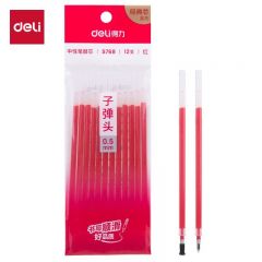 得力（deli）S768中性替芯0.5mm子弹头红色12支/袋 袋