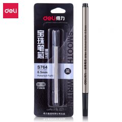 得力（deli）S764签字笔芯0.5mm子弹头黑色