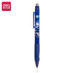 得力（deli）A677航天矫姿按动可擦中性笔0.5mm子弹头可擦晶蓝