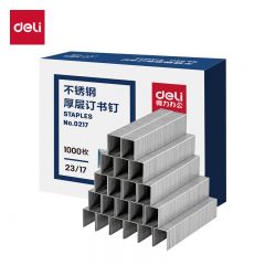 得力（deli）0217不锈钢厚层订书针23/17 银 1000枚/盒 适用重要文件防锈不怕潮